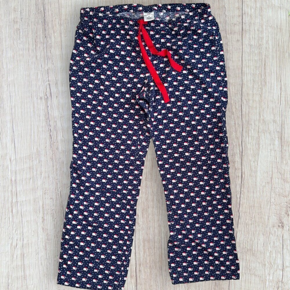 VINEYARD VINES Christmas Whale Santa Hat Holiday Pajama PJ Pants Flannel Mens M